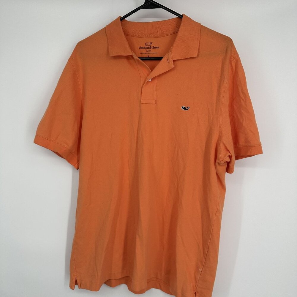 Vineyard Vines Men's Polo Shirt‎ Orange Slim Fit Size Large